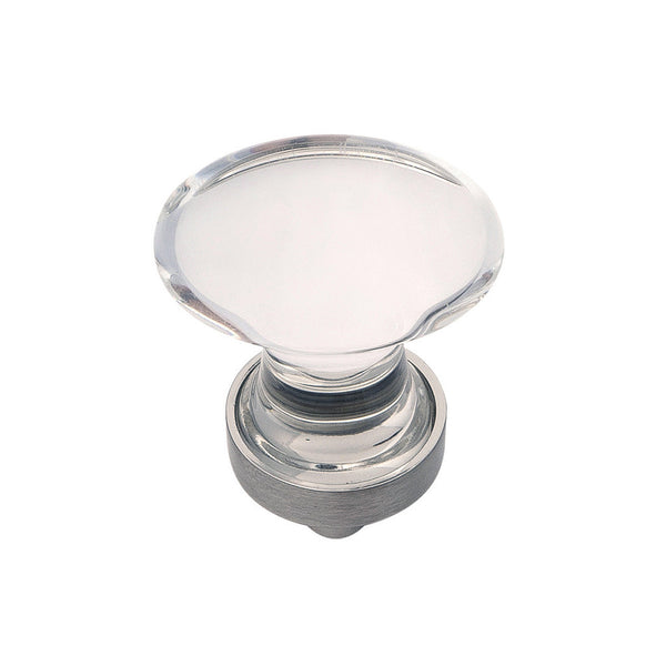 1-1/4 In. Gemstone Glass with Satin Nickel Cabinet Knob