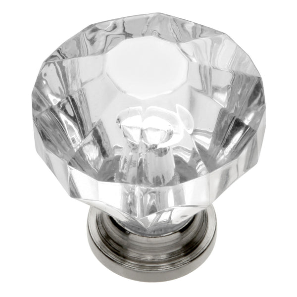 1-1/4 In. Crystal Palace Crysacrylic Bright Nickel Cabinet Knob