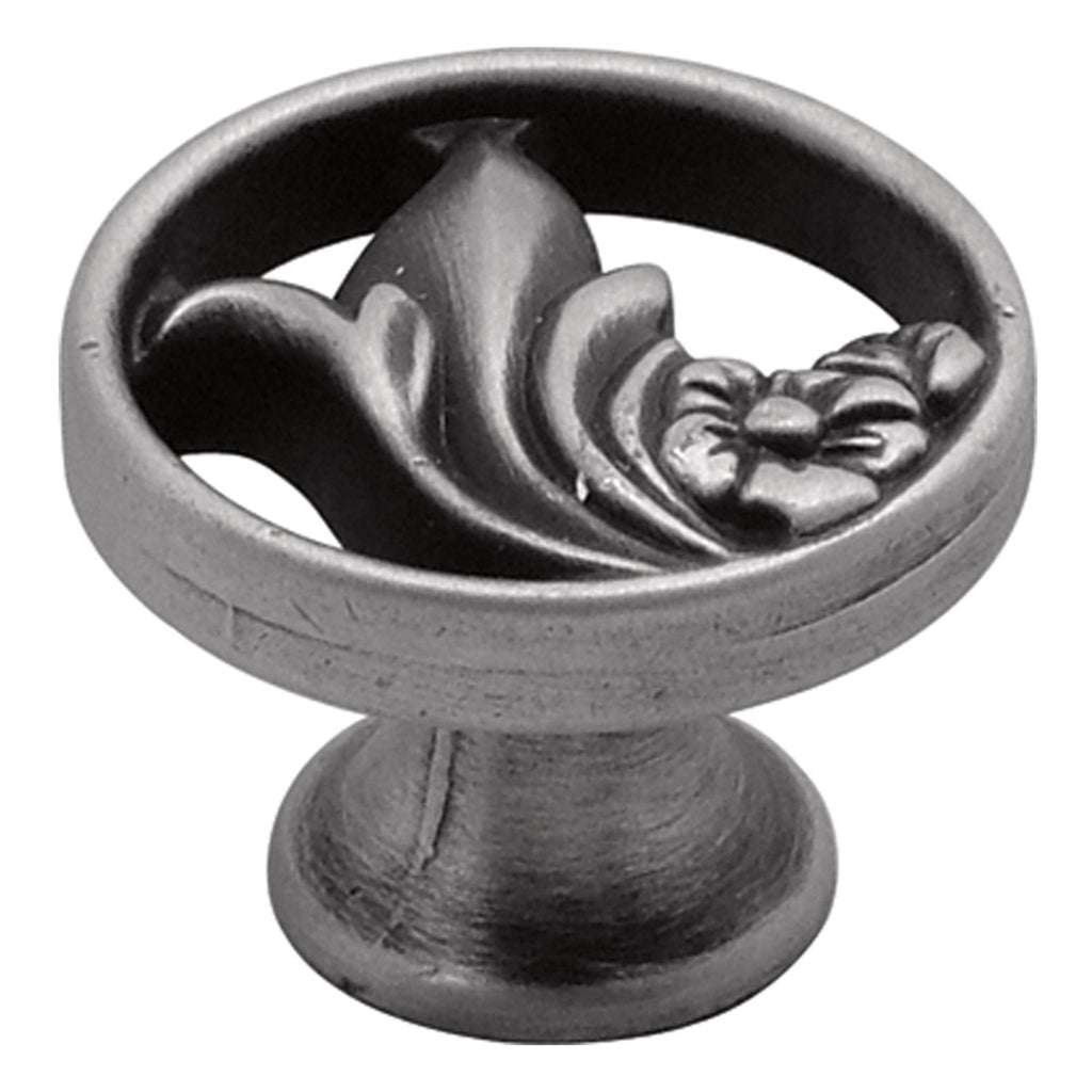 1-1/4 In. Art Nouveau Satin Pewter Antique Cabinet Knob