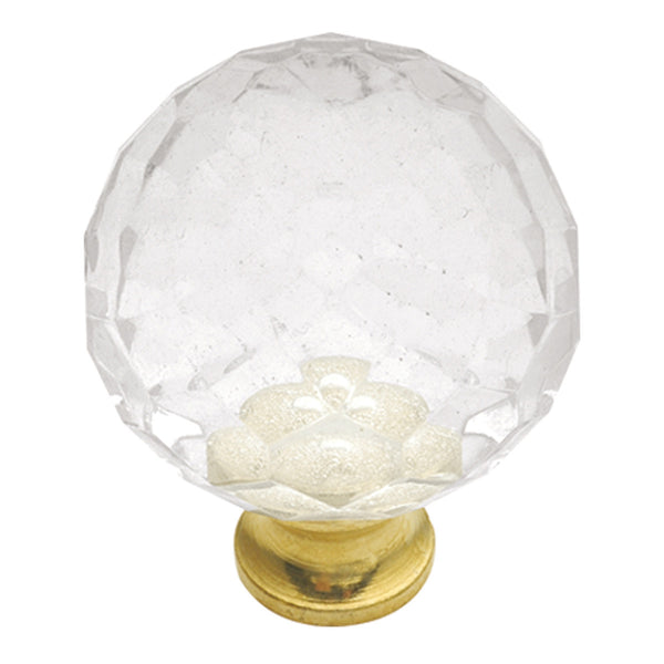 30mm Crystal Palace Crysacrylic Polished Brass Cabinet Knob