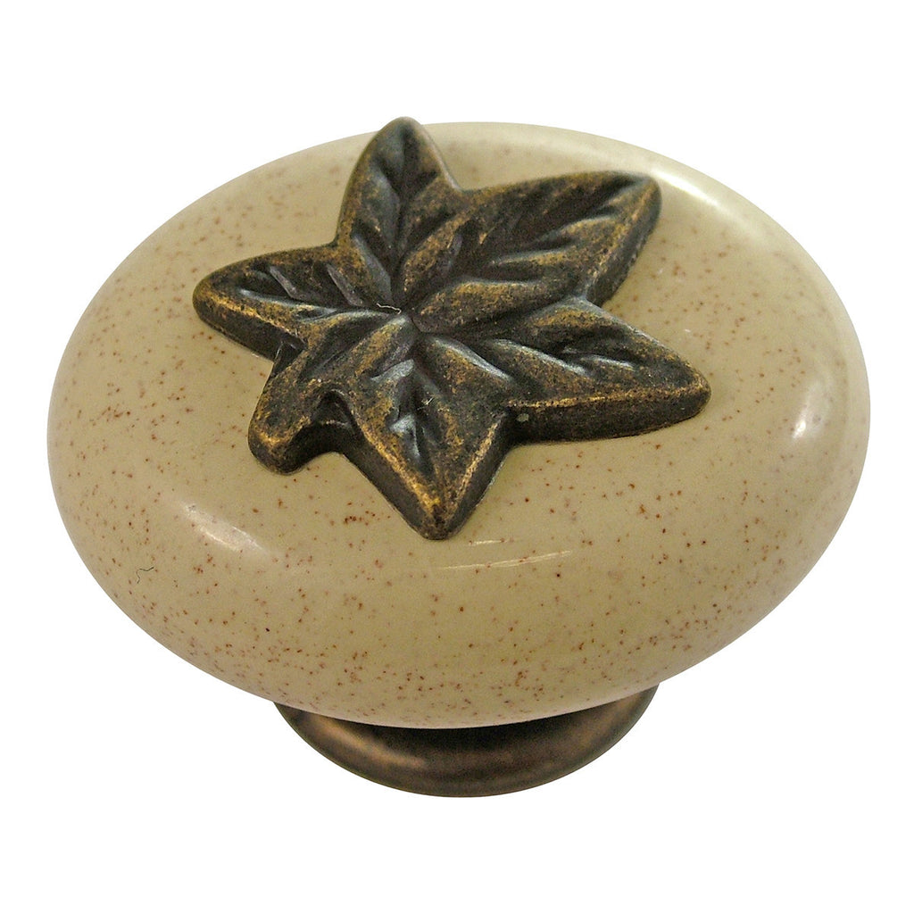 1-1/2 In. Country Casual Windover Antique Oatmeal Oval Cabinet Knob