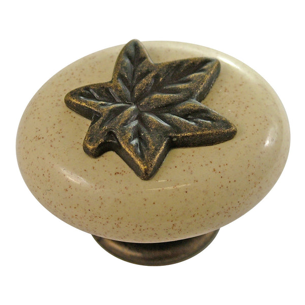 1-1/2 In. Country Casual Windover Antique Oatmeal Oval Cabinet Knob