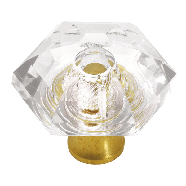 1-5/16 In. Crystal Palace Crysacrylic Polished Brass Cabinet Knob