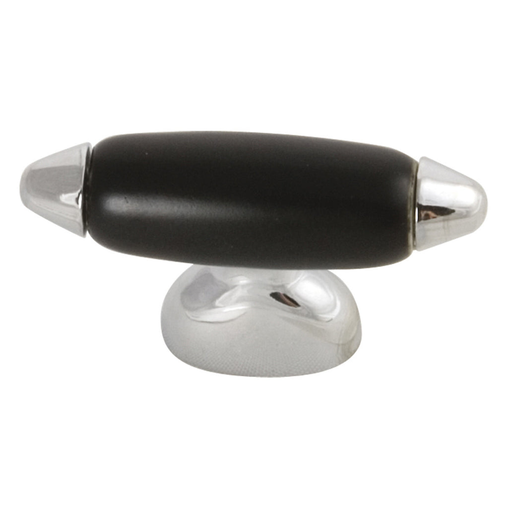 2 In. Aero Chrome With Black Cabinet Knob