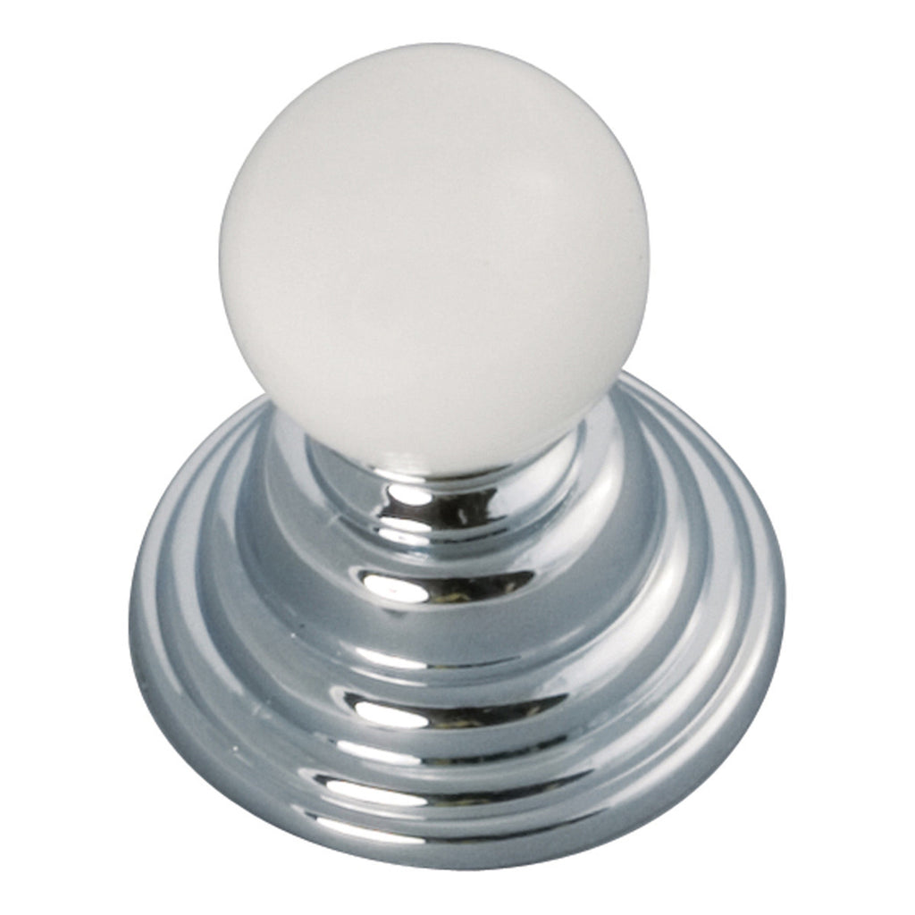 1-1/4 In. Gaslight Chrome With White Cabinet Knob