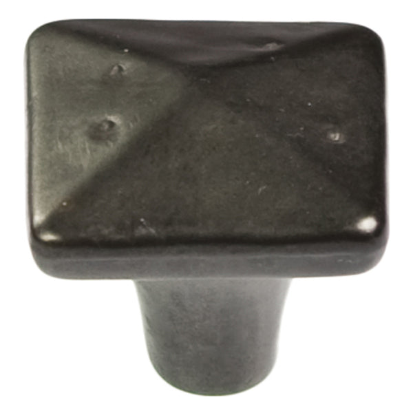 1-1/4 In. Square Carbonite Black Iron Cabinet Knob