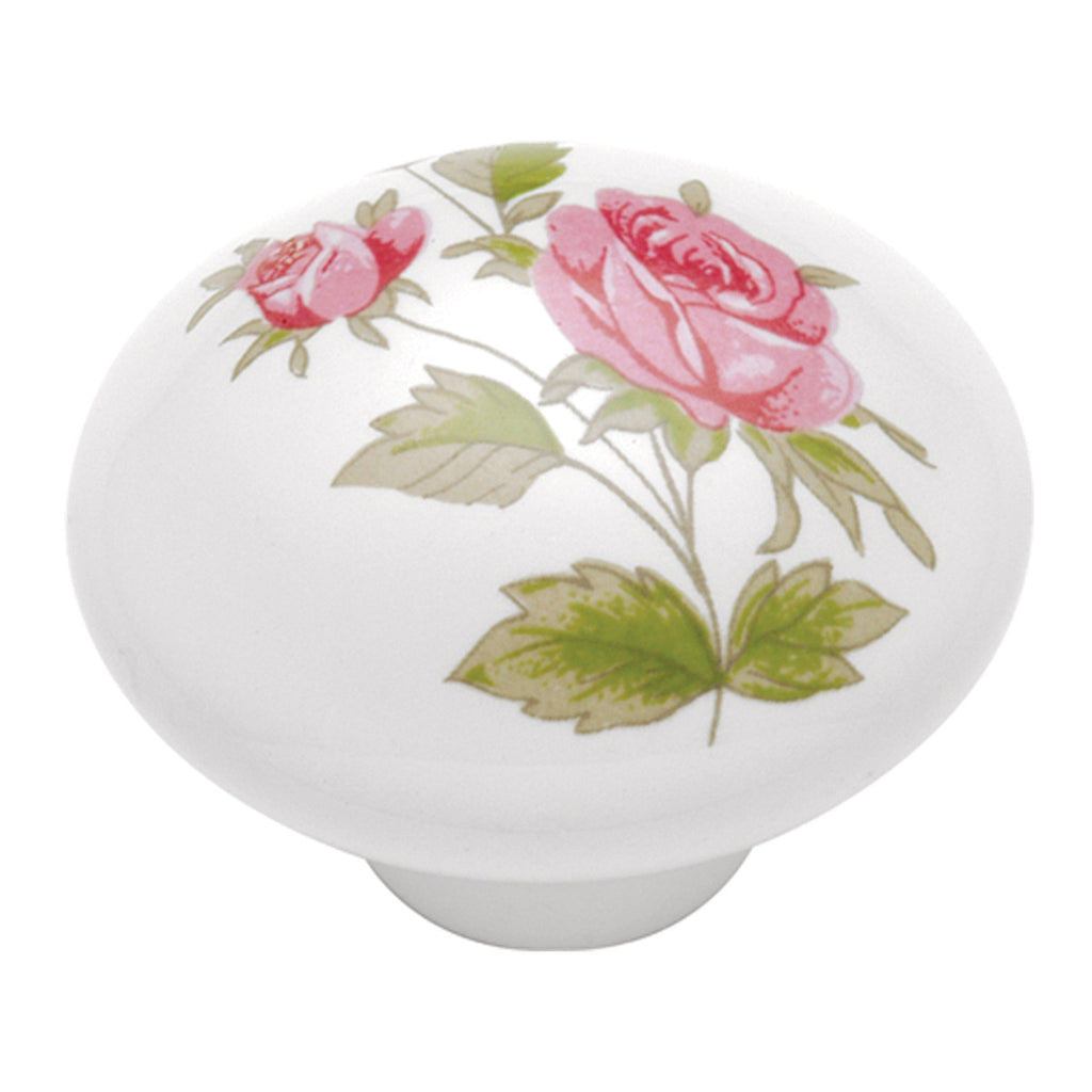 1-3/8 In. English Cozy Pink Rose Cabinet Knob